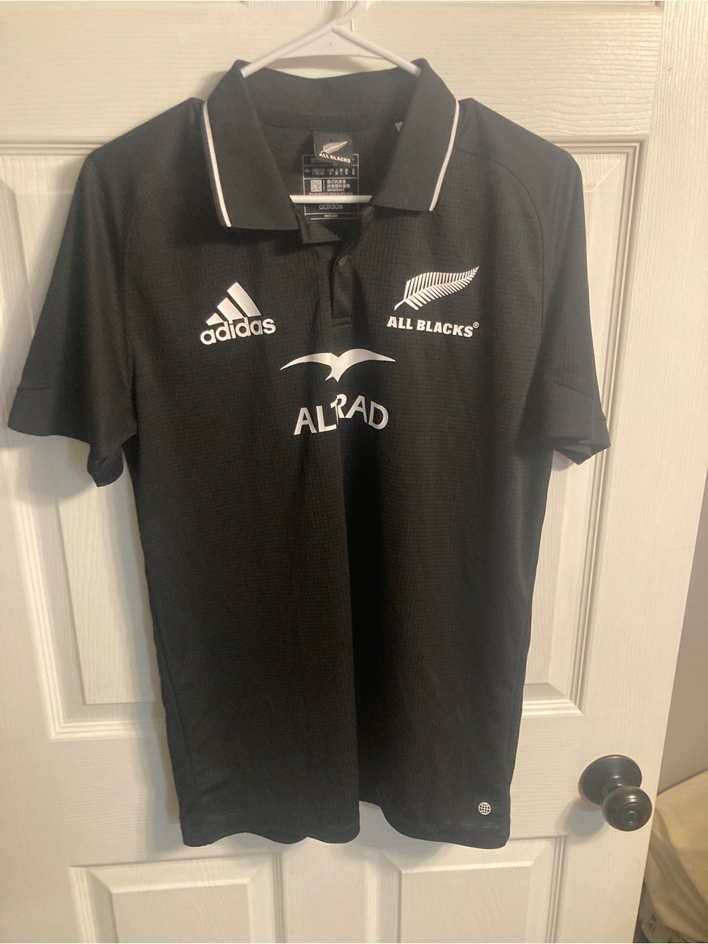 adidas Black New Zealand All Blacks Polo with White Logos